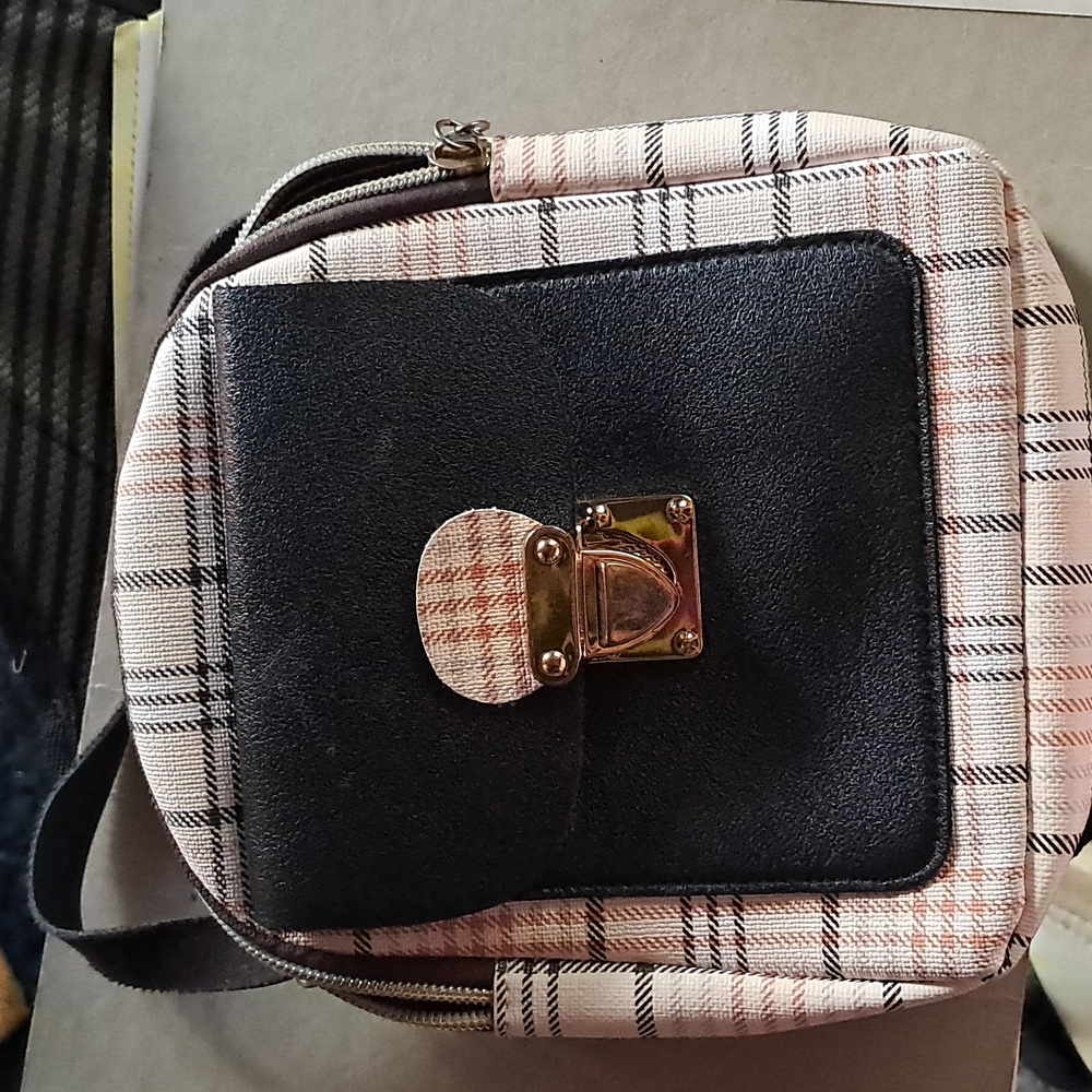 Plaid Black and Cream Women's Bag